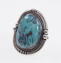 Argento Sterling Navajo Turchese Anello Con Perlina Accenti Misura 8 - $129.92