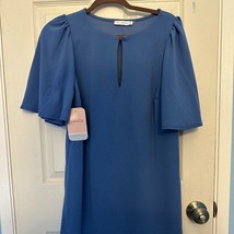 Ces Femme Blue Shift Dress with Keyhole Detail L NWT - $29.92