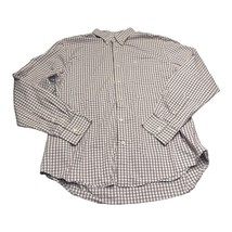 Dockers Shirt Men&#39;s Large White Red Plaid Cotton Stretch Long Sleeve But... - $18.08