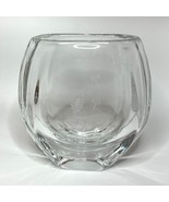 Crystal Glass Etched Thick-Walled Floral Design Vase Heavy - $645.87 MXN