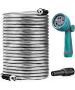 Garden Hose Metal - 25ft Lightweight Stainless Steel Water Hose with 10 ... - $19.34