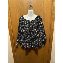 PXL IN STUDIO BLACK FLORAL BLOUSE LONG SLEEVES NEW NWT TAGS - £18.98 GBP