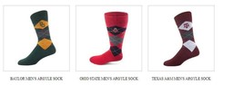 NCAA Team Logo on Adult Men Argyle Crew Socks by Two Feet Ahead Drop Down Below - £15.22 GBP