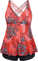 Cute Floral Womens Plus Size Swimsuit 2 Piece Lined Tankini w/ Boy Shorts 18W - £27.65 GBP