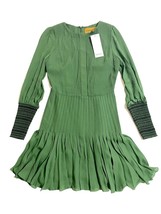 Hanley Mellon Green Silk Pleated Mini Dress Long Sleeve Dress SZ 4 NWT $890 - £242.85 GBP