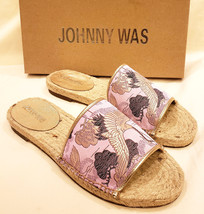Johnny Was Embroidered Espadrille Flat Sandals Sz-9 Lilac - $149.98