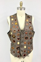 Womens Wool Plaid Vest Embellished with Buttons Vintage 1980s L-XL - £34.69 GBP