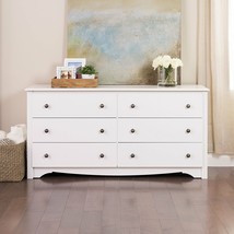 White 6 Drawer Dresser Chest Drawers Wooden Clothes Storage Bedroom Furniture - £399.93 GBP