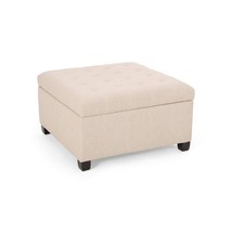 Christopher Knight Home Hedda Tufted Fabric Storage Ottoman Wheat Dark B... - £205.55 GBP