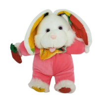 8&quot; Vintage Chosun White + Pink Bunny Rabbit W Carrot Stuffed Animal Plush Toy - £22.02 GBP