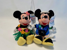 Tourist Mickey and Hula Minnie Mini Bean Bag Plush Set - NEW with Tags - £14.87 GBP