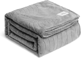 SOFTBEAR Grey Queen Blanket Flannel Fleece Semi-Circular Pattern, Soft, Fluffy,  - £31.58 GBP
