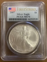 2007P- American Silver Eagle- PCGS- MS70- First Strike- Toned - £242.90 GBP