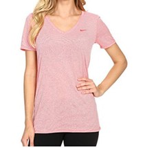 Nike Womens Striped V Neck T-Shirt color Light Crimson Size XS - £28.07 GBP