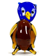 Vtg Glass Horned Owl Small Figurine Hand Blown - Art Glass - Flat Face B... - $16.36