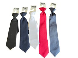 Multi Color Boys Neck Ties Solid  Kids Clip On Ties Lot Of 5 Made in USA New - £3.17 GBP