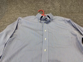 Jos A Bank Dress Shirt Mens 15 1/2 33 Tailored Fit Pinstripes Blue Butto... - $13.85