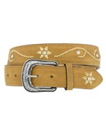 Sand Cowboy Belt Western Dress Embroidered Leather Removable Buckle Size... - $41.01 CAD