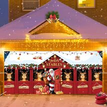 Christmas Holiday Garage Door Cover Banner Santa&#39;s Stables 7 x 16 Indoor... - €34,19 EUR