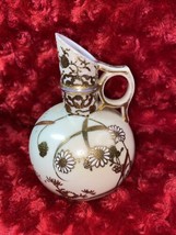 Vintage Nippon Style Hand Painted Bulb Wine Ewer 3 Footed Decanter Pitcher - $65.44
