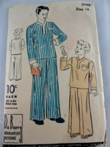 1930s Vintage Du Barry Sewing Pattern 2344B Boys Pajamas Size 14 - $11.87