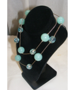 Vintage Avon Silver Tone 40&quot; Chain Necklace with Seafoam Green Beads 16-D - $44.54