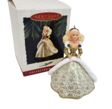 Vintage 1994 Hallmark Mattel Holiday Barbie Gold Keepsake Christmas Ornament Box - £21.66 GBP