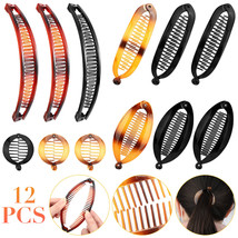 12PCS Large Banana Hair Clips Big Hairclips for Women Thin Ponytail Holder Combs - £18.11 GBP