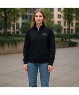 Adidas Women’s 1/4 Zip Pullover Sweatshirt Small Black Logo Fleece-Lined - $29.99