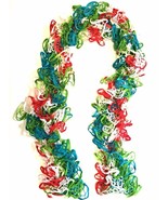 Handknitted Rainbow Ruffled Scarf - New - Multicolor Bright - $9.89