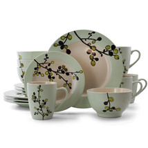 Elama Retro Bloom 16 Piece Luxurious Stoneware Dinnerware with Complete ... - $131.49