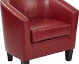 Ethan Tub Accent Chair With Dark Espresso Wood Legs, Cranberry Faux Leather - $450.99