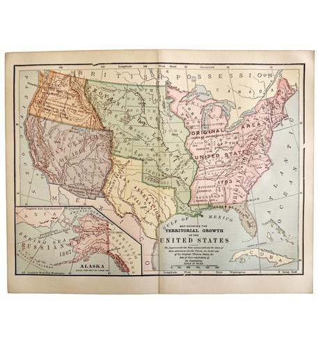 Map Territorial Growth Of United States 1871 Victorian Lithograph History DWAA12 Item image 2