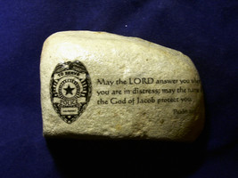 Law Enforcement Police Officer Stone gift Bible verse Psalm 20:1 Badge Protectio - £18.78 GBP