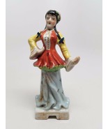 Vintage Pottery Statue Figurine Made in Japan Red &amp; Yellow Dress - $329.95 MXN