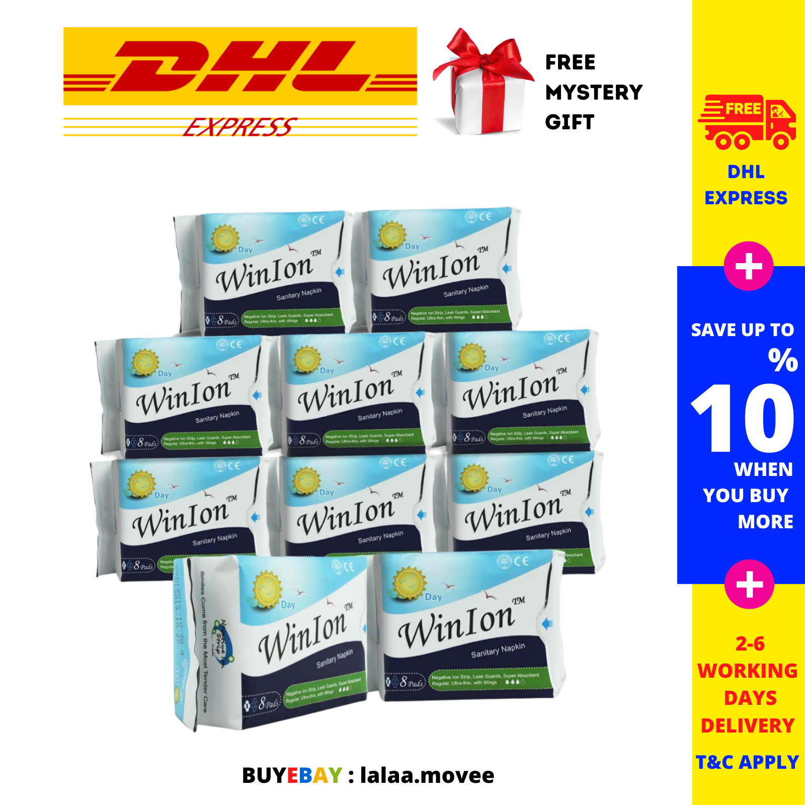10 X Winalite WinIon Sanitary Napkin Girl Menstrual Pads with Wings (80 ... - $78.11