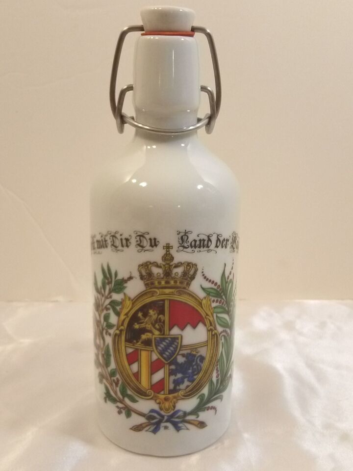 Vintage Gerz Gott Mit Dir Du Land Der Bayern Coat of Arms Beer/ Liquor Bottle - $47.52