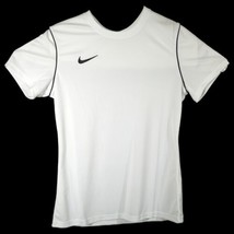 Womens White Athletic Short Sleeve Shirt sz Medium Nike with Black Strip... - $25.50