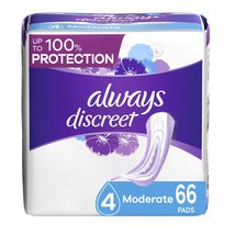Always Discreet Incontinence Pads, Moderate, Regular Length, 66 Count - 2 Pack (