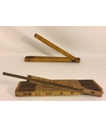 Old Vintage Lufkin Folding Wood 72&quot; Shop Rule With 6&quot; Brass Extension USA + - $336.72 MXN