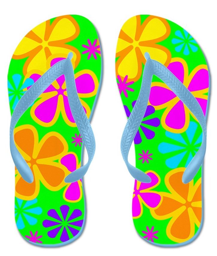Petal Power Flip Flops with Blue Straps - Women's