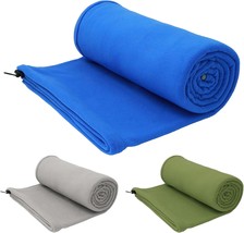 Fleece Sleeping Bag Liner, 75&quot; Long Zipper Microfiber Fleece Travel Single - £32.29 GBP