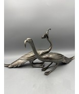 Vtg Silver Plate Peacock Bird Crane Figurines Art Deco Decor Pair - $1,141.31 MXN