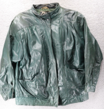 Morgan Taylor Women&#39;s Vintage Green Leather Bomber Jacket 90s Hip Hop Pe... - $73.95