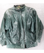 Morgan Taylor Women's Vintage Green Leather Bomber Jacket 90s Hip Hop Petite M - $73.95