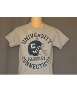 UCONN Huskies Football Helmet T-Shirt Boys Size 5/6 Gray Vintage Connect... - £10.82 GBP