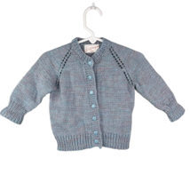 Handmade Baby Sweater Blue Purple Marled Buttons  - £19.69 GBP