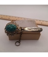 Vintage Kings Key Finder Los Angeles Key Ring Clip Silver with Green Fau... - £8.55 GBP