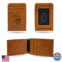 Rico Minnesota Vikings Laser Engraved Front Pocket Wallet 2.75x4 Brown - $42.09