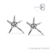 Starfish Ocean Sealife Animal Charm Oxidized .925 Sterling Silver Stud Earrings - £19.90 GBP